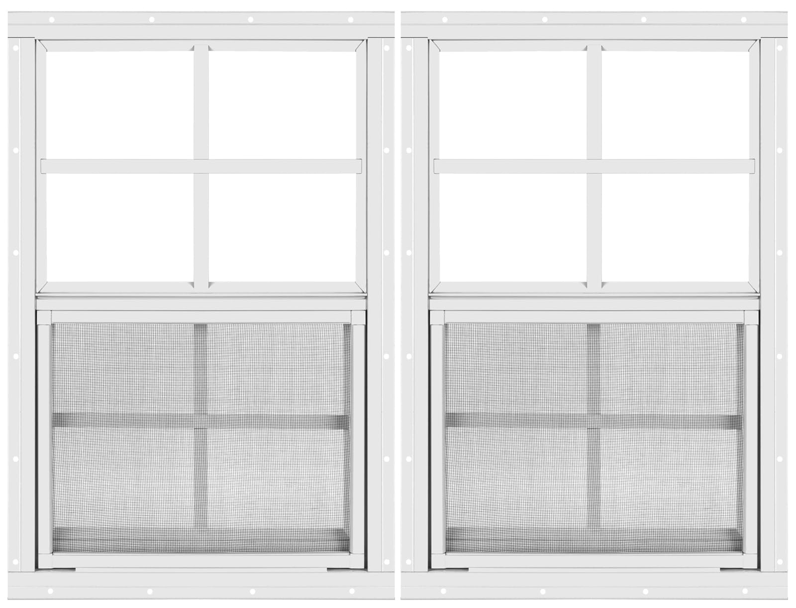 2 Pack White Flush Mount Shed Windows 21