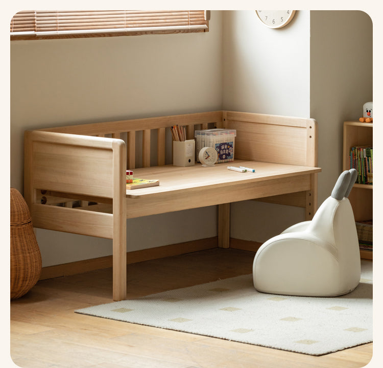 Solid Wood Poplar Kids Bed with Guardrail - Safe & Sturdy Toddler Bed for Nursery, Bedroom, or Playroom