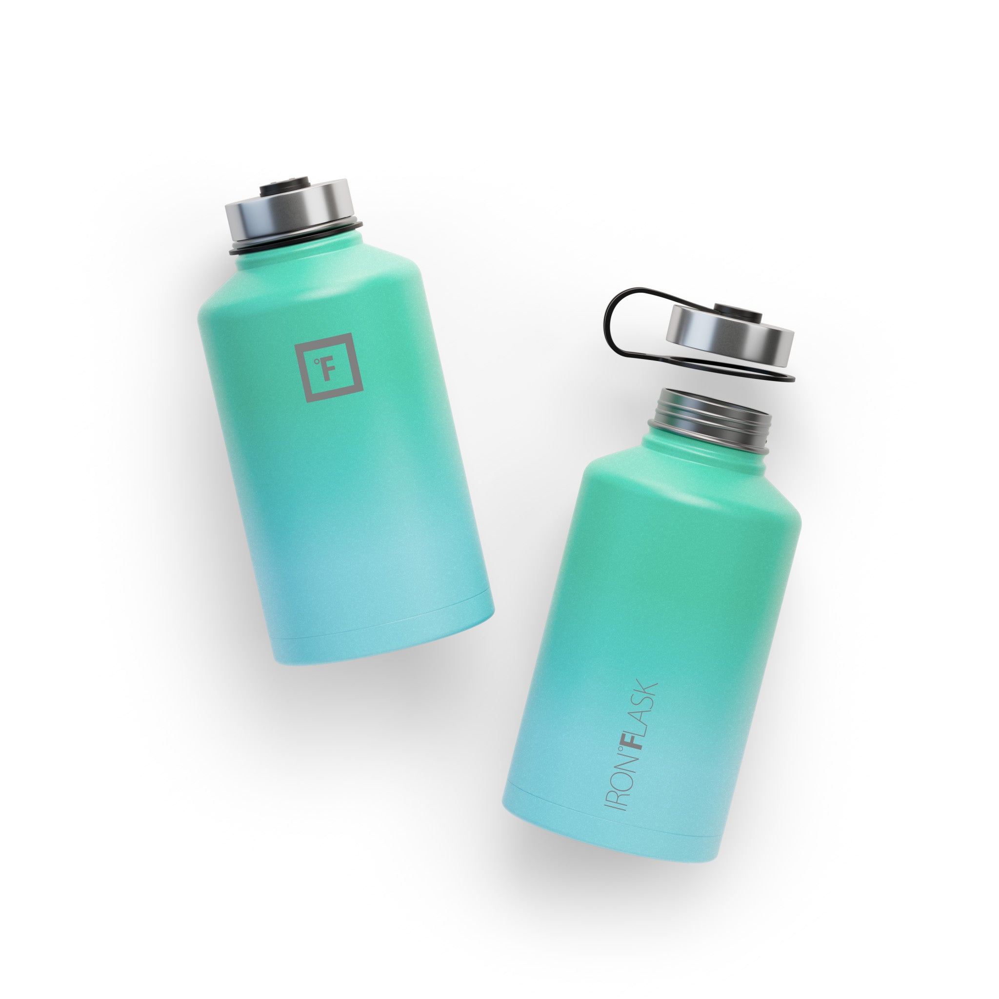 64 Oz Wide Mouth Water Bottle with Spout Lid - Leakproof Stainless Steel Insulated Water Bottle for Gym, Hiking & Outdoor Activities
