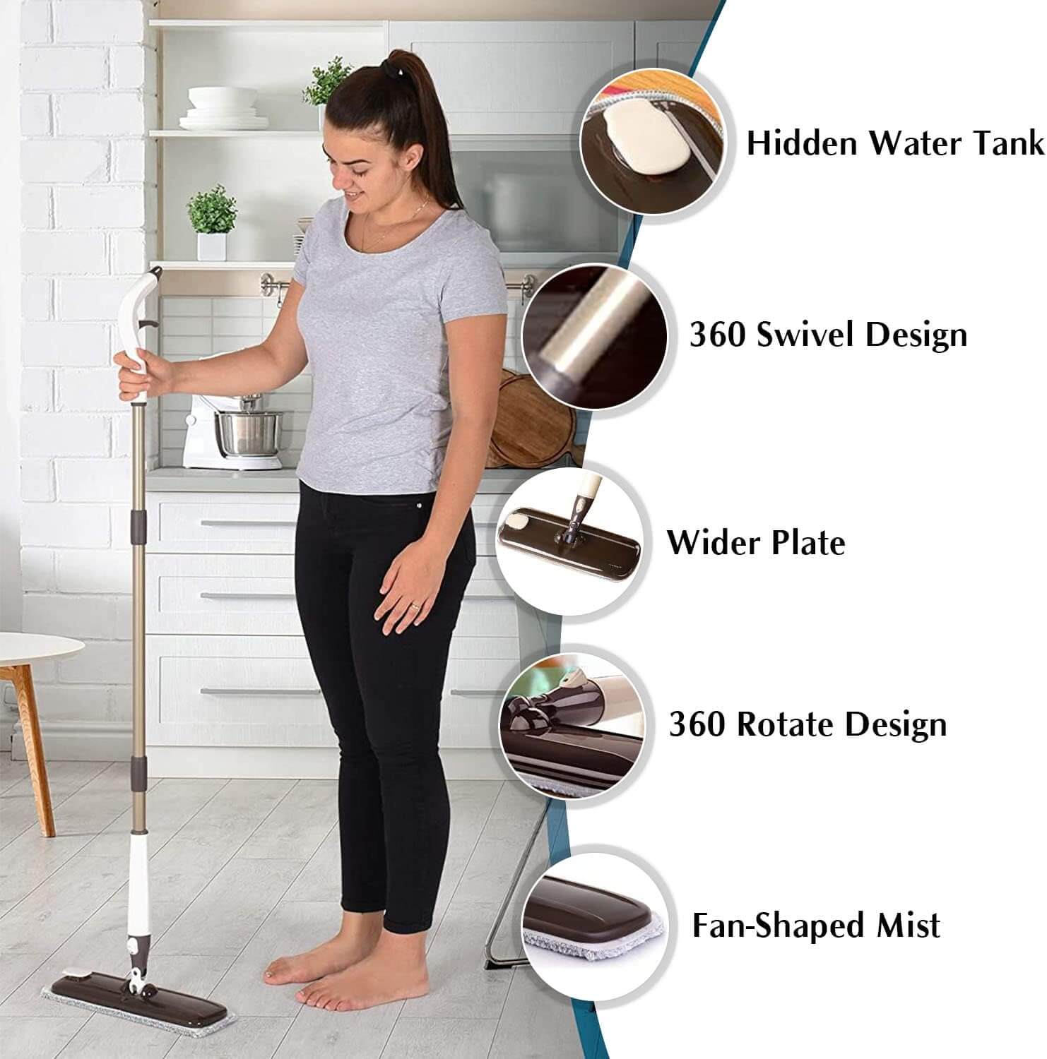 Magic Microfiber Spray Mop with Hidden Water Tank - Lightweight Floor Cleaner for Hardwood, Tile & Laminate Floors | Perfect for Quick Cleaning & Pet Hair Removal
