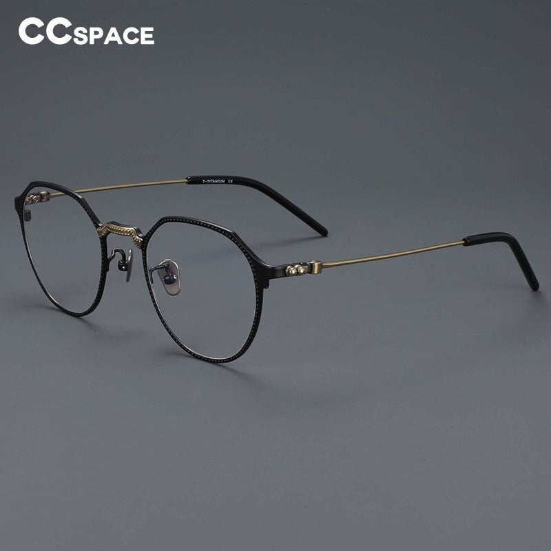 CCspace Unisex Full Rim Large Irregular Square Titanium Eyeglasses Frame 55039 - Stylish & Durable for Work, Reading & Fashion