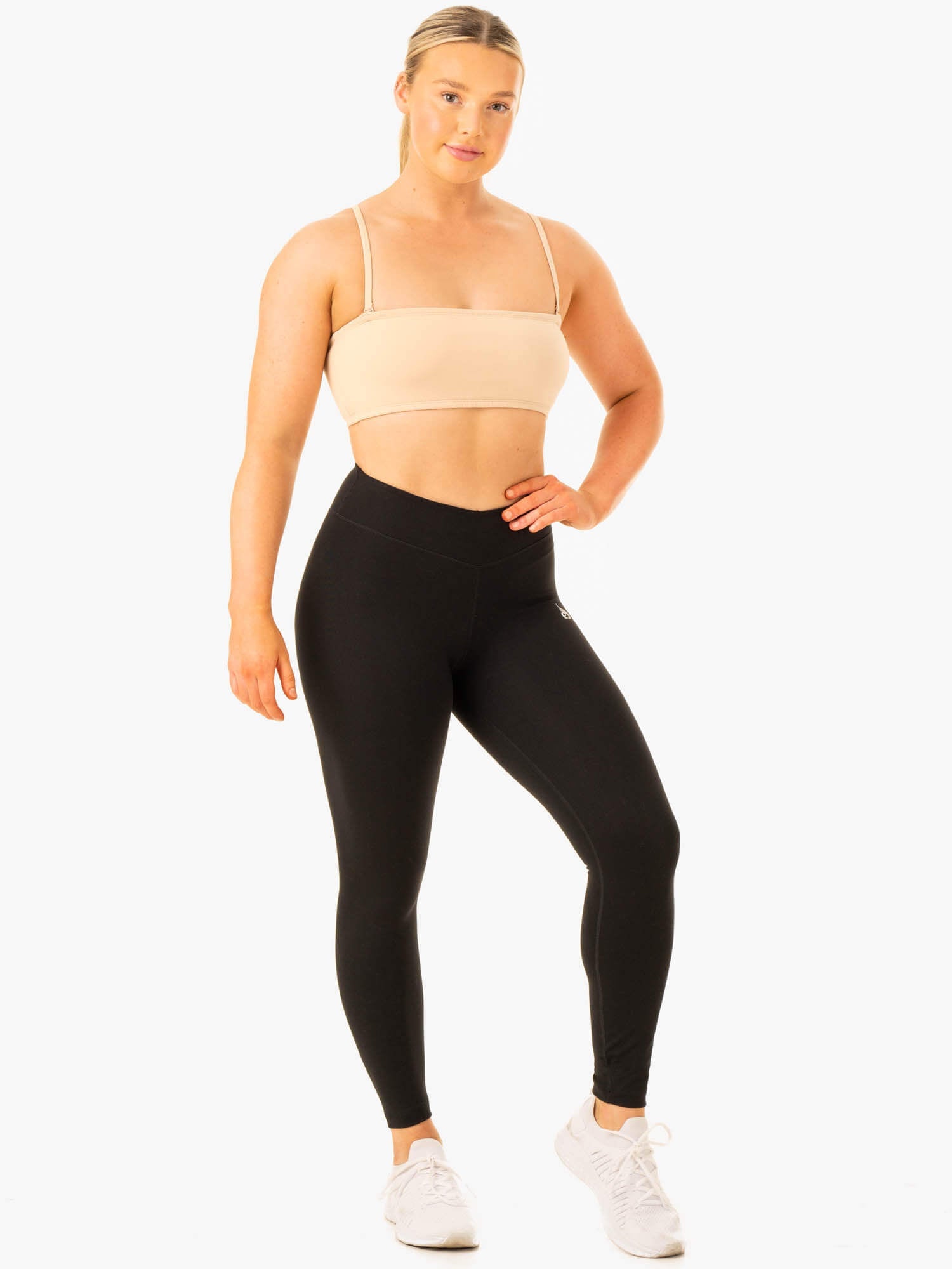 Convertible Bandeau Sports Bra for Women - Seamless Workout Top with Adjustable Straps - Yoga, Running, Gym & Activewear - Sand Color