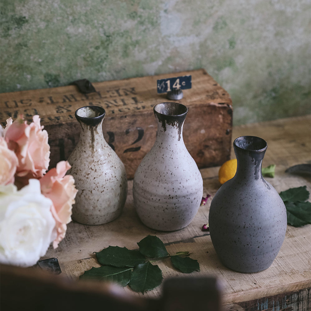 Handmade Brown Stoneware Bud Vase - Small Ceramic Flower Vase for Home Decor, Wedding Centerpieces & Tabletop Arrangements