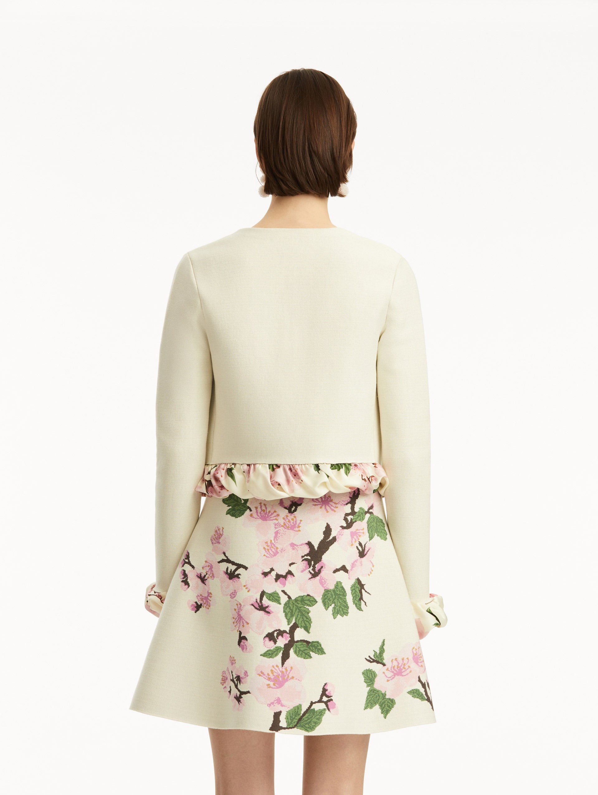 Elegant Cherry Blossom Print Twist Trim Cardigan for Women - Lightweight Spring Knitwear for Office, Date Night & Casual Outfits