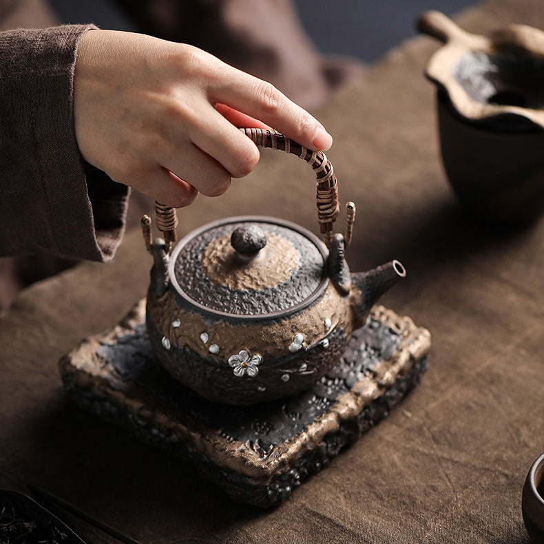 Japanese Handmade Iron Glazed Teapot - Traditional Cast Iron Kyusu for Green Tea, Matcha & Herbal Brewing - Perfect for Tea Ceremonies, Home Use & Gifts