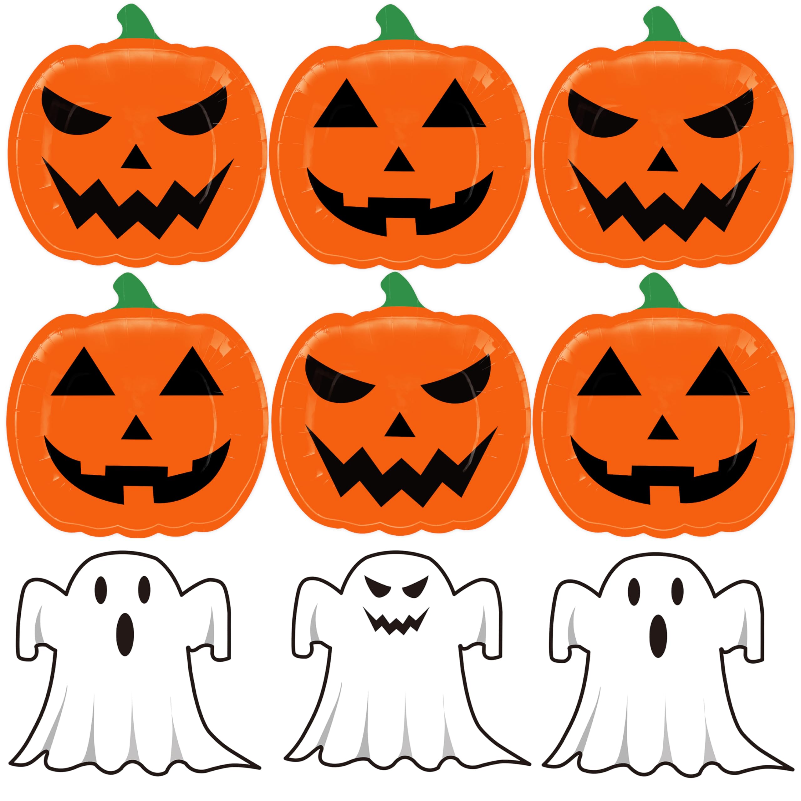 100 Pcs Halloween Paper Plates & Napkins Set - Spooky Themed Party Supplies for Halloween, Birthday, Dinner - Disposable Tableware Serves 50 Guests - Perfect for Trick or Treat, Haunted House, Costume Party Decorations