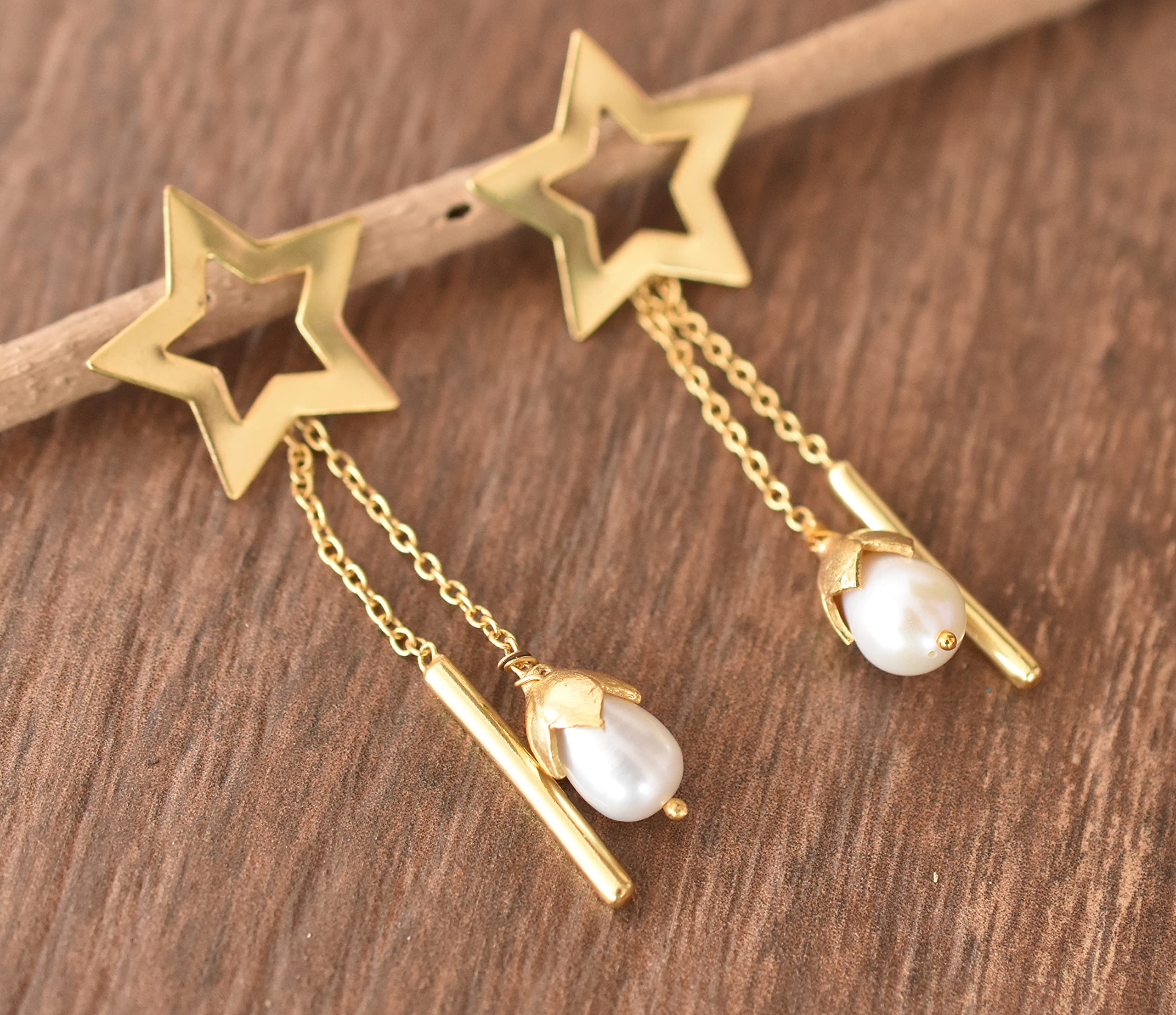 18K Yellow Gold Plated Handmade Earrings for Women - Fashion Jewelry Gift for Her - Designer Gold Filled Earrings VE-404 - Perfect for Weddings, Parties & Special Occasions