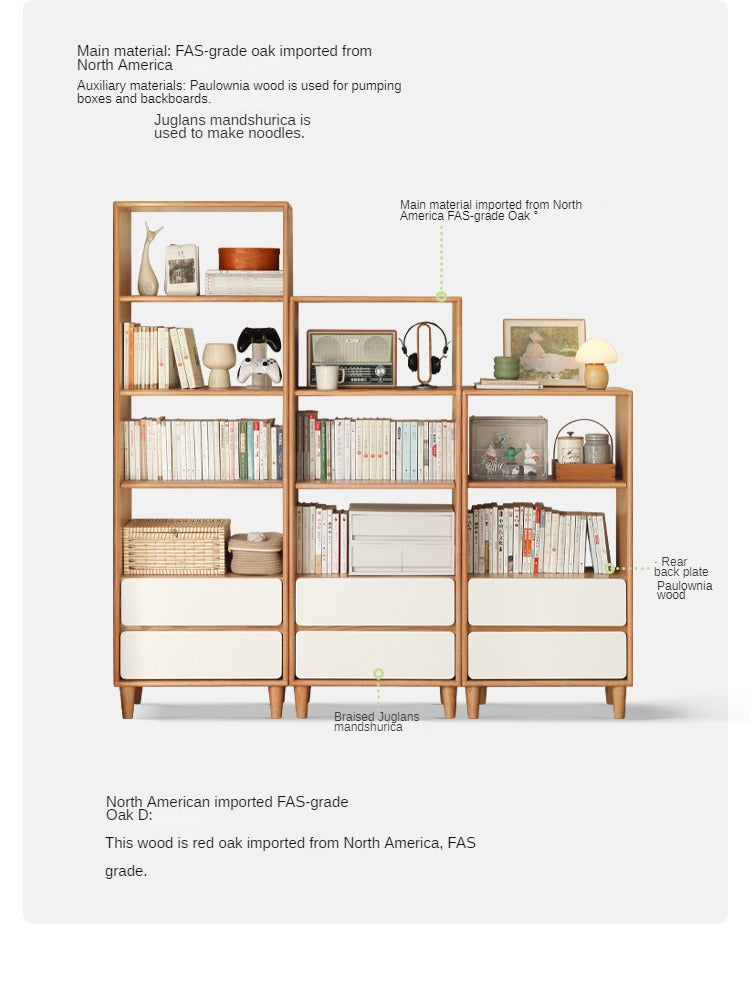 Solid Oak Wood Modern Bookcase Shelf - Stylish Storage for Living Room, Office & Bedroom - Perfect for Books, Decor & Organizing