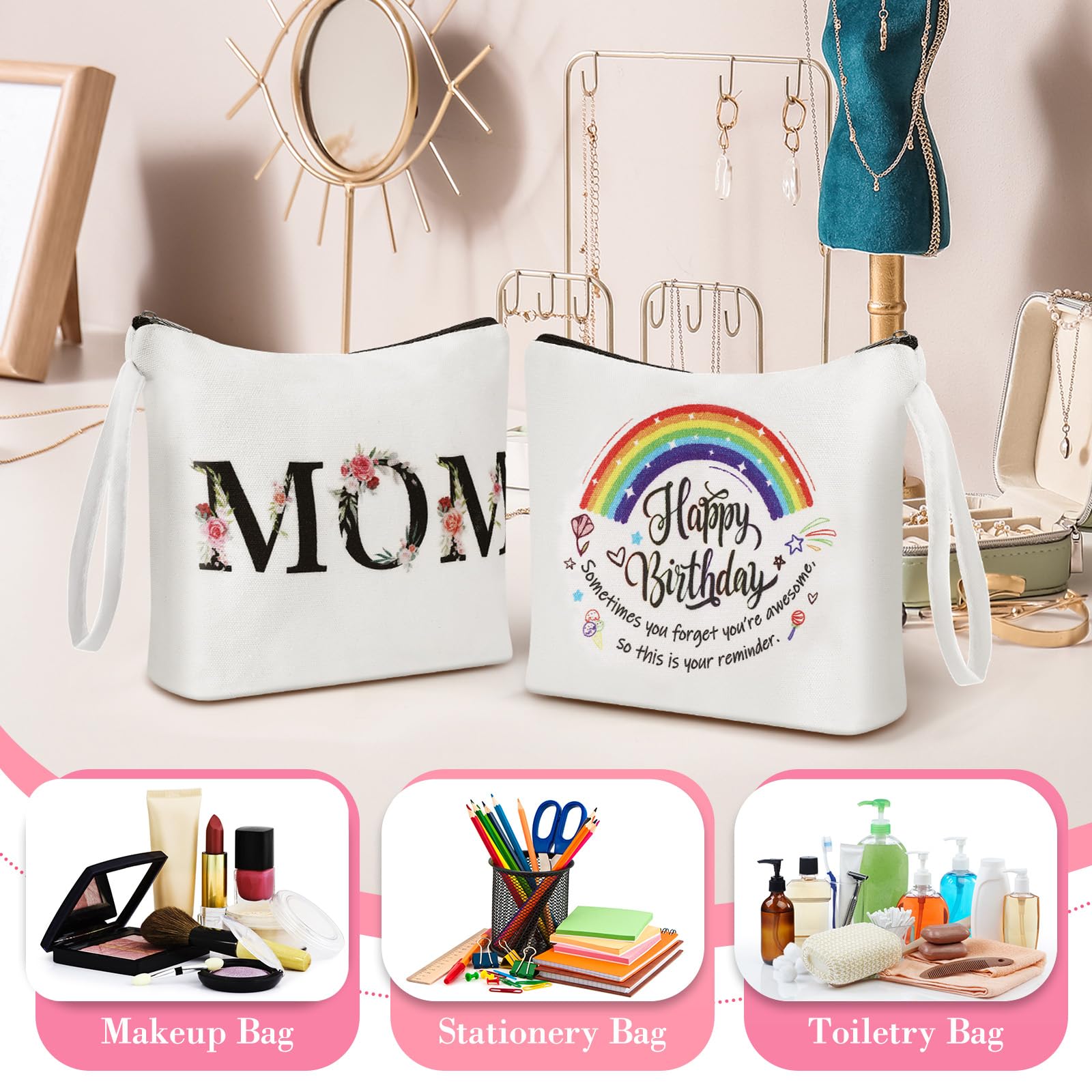 Stylish Canvas Makeup Bag for Women - Perfect Travel Cosmetic Organizer & Birthday Gift for Mom, Friend, and Family - Ideal for Daily Use, Travel, and Gifting