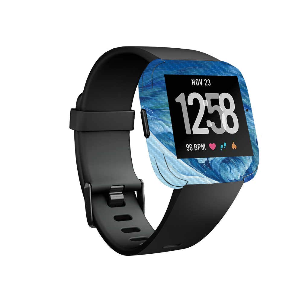 MightySkins Carbon Fiber Skin for Fitbit Versa - Perfect Wave | Protective Durable Textured Cover | Easy to Apply & Remove | Made in USA | Perfect for Workouts, Gym & Daily Wear