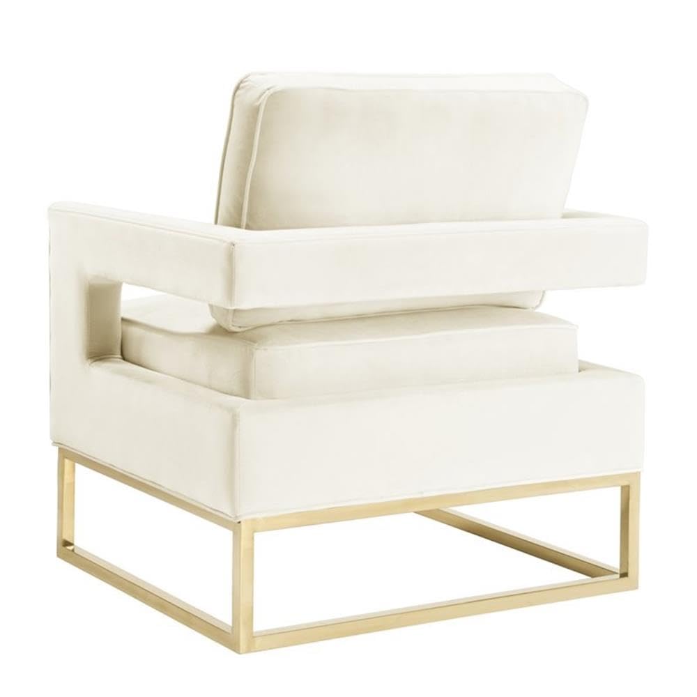 Tov Furniture Avery Upholstered and Metal Accent Armchair in Cream - Modern Living Room Chair with Comfortable Seat for Home, Office, and Lounge Decor