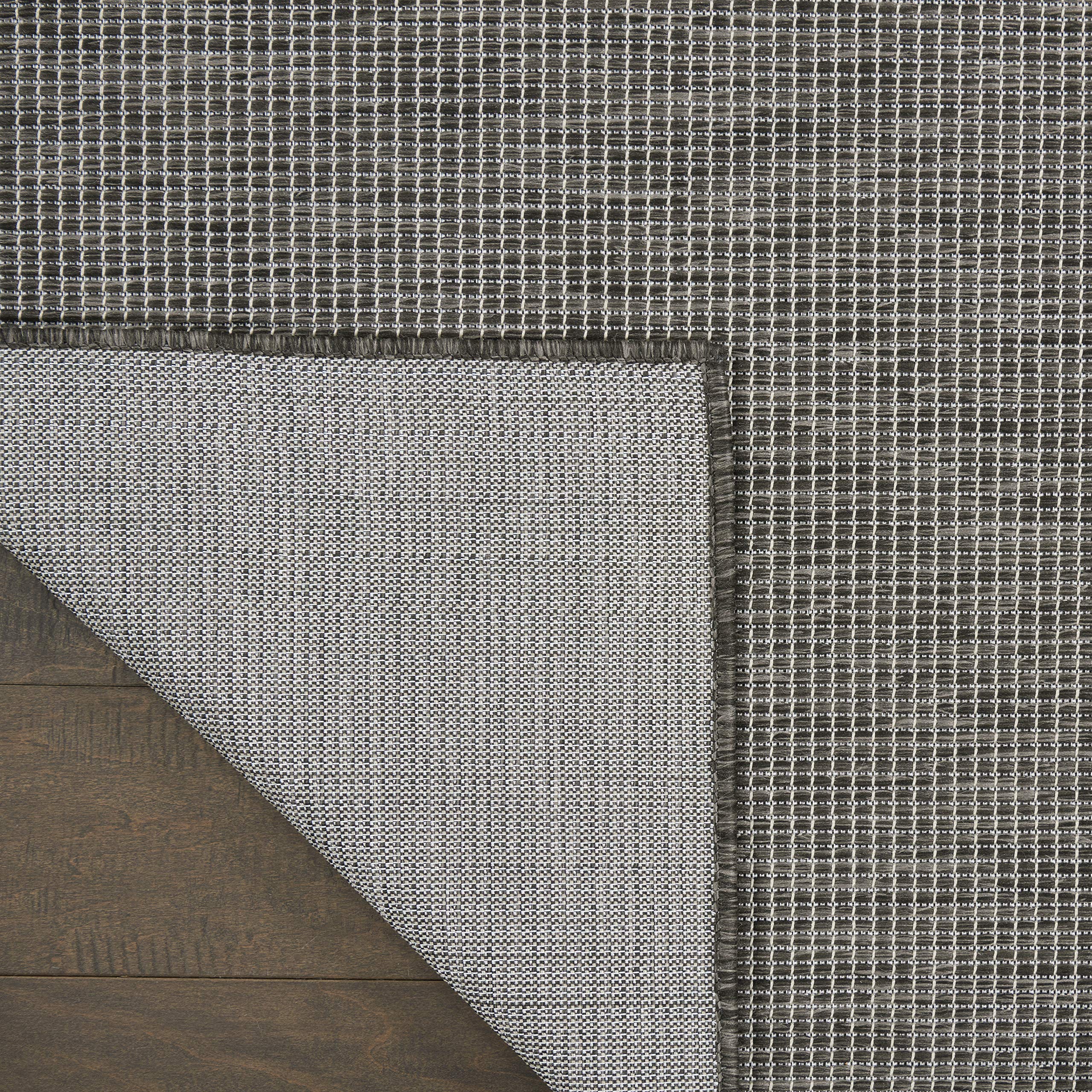 Nourison Positano 10' x 14' Indoor Outdoor Area Rug - Charcoal Gray, Easy Clean, Non-Shedding, Stain Resistant | Perfect for Living Room, Bedroom, Dining Room, Backyard, Deck & Patio (10x14)