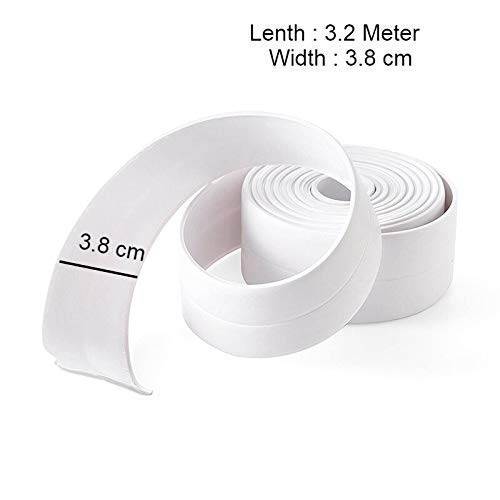 ATHA PVC Self-Adhesive Caulk Strip - Waterproof Wall Seal Tape for Kitchen Countertops, Sink, Bathroom, Toilet & Bathtub Floor/Wall Edge Protection (3.2M, White) | Easy Installation for Home Renovation & Waterproofing Projects