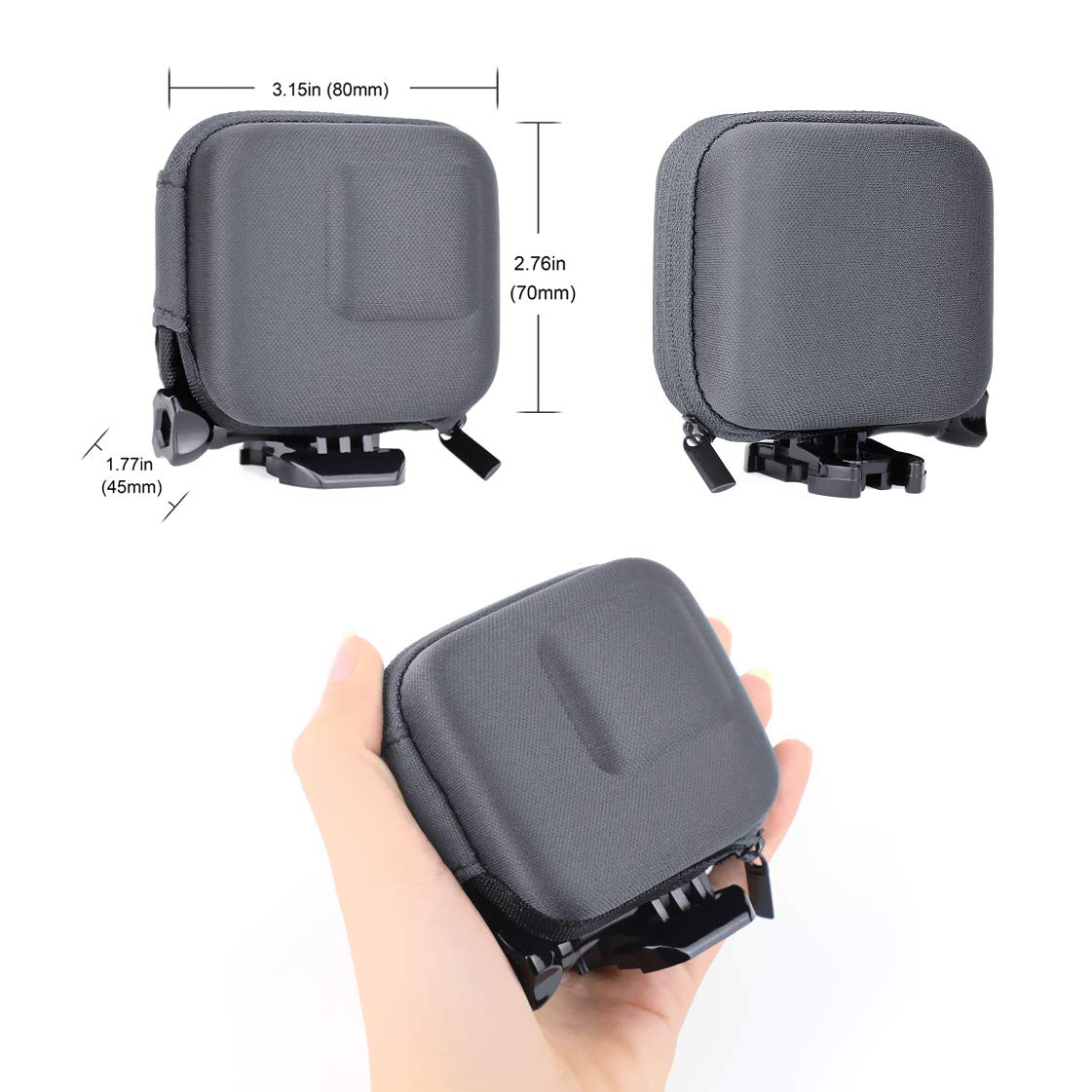 SOONSUN Waterproof Hard Carrying Case for GoPro Hero 5 6 7 Black - Compact Semi-Rigid Protective Shell Travel Storage Bag for GoPro Cameras - Perfect for Hiking, Travel & Outdoor Adventures