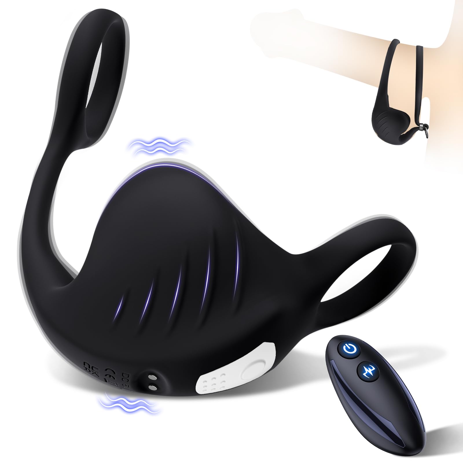 **9-Speed Vibrating Cock Ring for Men - Remote Control Penis Ring with Strong Vibrations, Stretchy Dual Ring Design for Enhanced Erection & Pleasure - Perfect for Couples Play & Solo Stimulation**