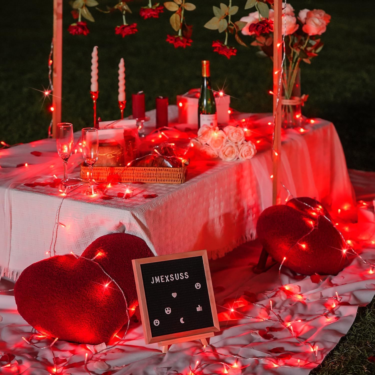 JMEXSUSS 2 Pack 100 LED Red Valentine String Lights - 33ft Waterproof Connectable Christmas Lights with 8 Lighting Modes | Indoor/Outdoor Decor for Valentine's Day, Bedroom, Garden, Party & Wedding Decorations