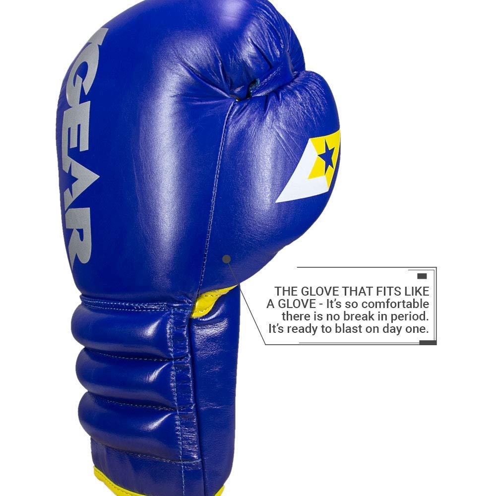 Revgear S4 Sentinel Pro Leather Boxing Gloves with Gel Padding - Premium Lace-Up MMA/Boxing Training Gloves for Men & Women - Ideal for Sparring, Heavy Bag Workouts & Competition Training