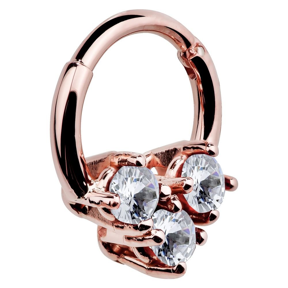 FreshTrends Trinity Cubic Zirconia 14K Gold Cartilage Earrings - Tragus, Daith, Septum Hoop Segment Ring (16 Gauge) - Perfect for Piercing Jewelry, Everyday Wear & Special Occasions