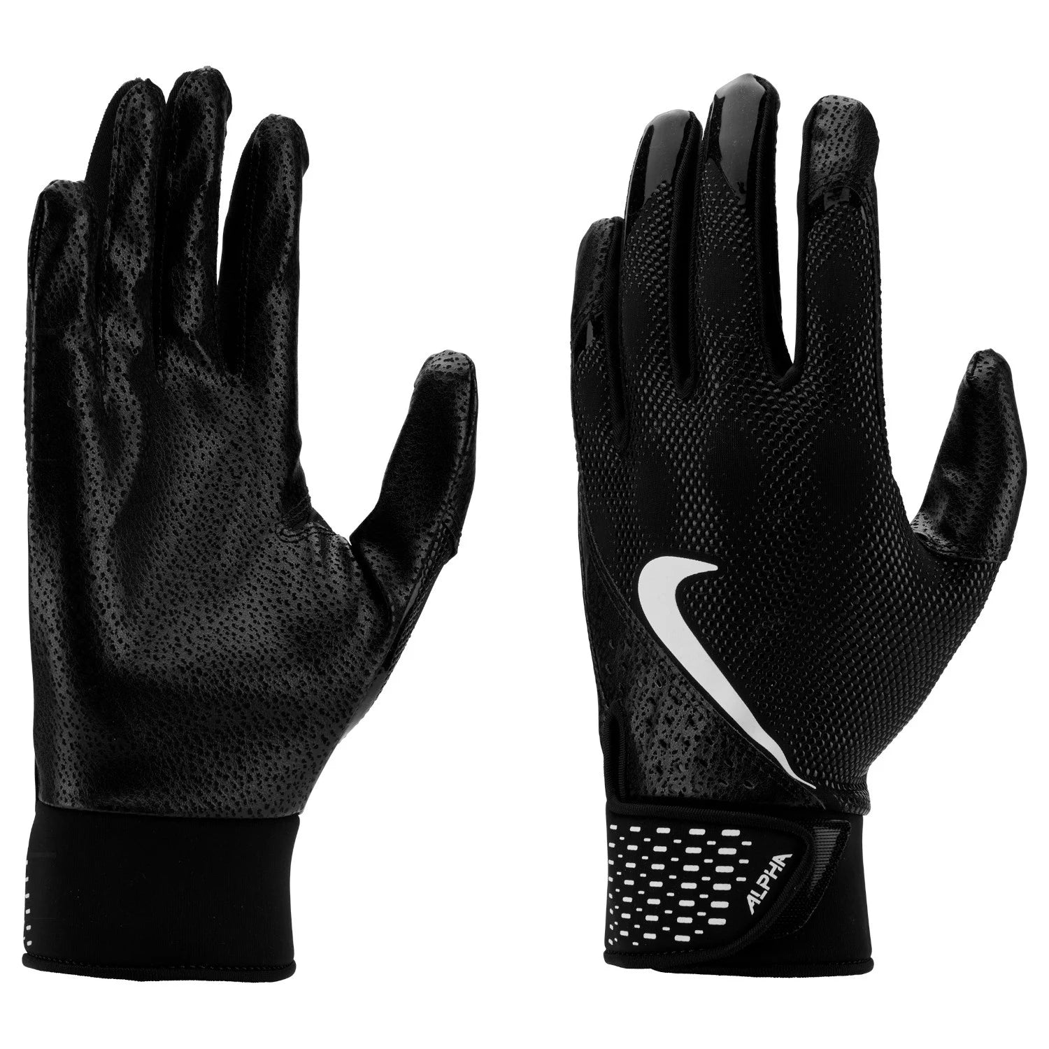 Nike Youth Alpha Batting Gloves - Black/Metallic Silver - XXL Size - Perfect for Baseball Training & Games