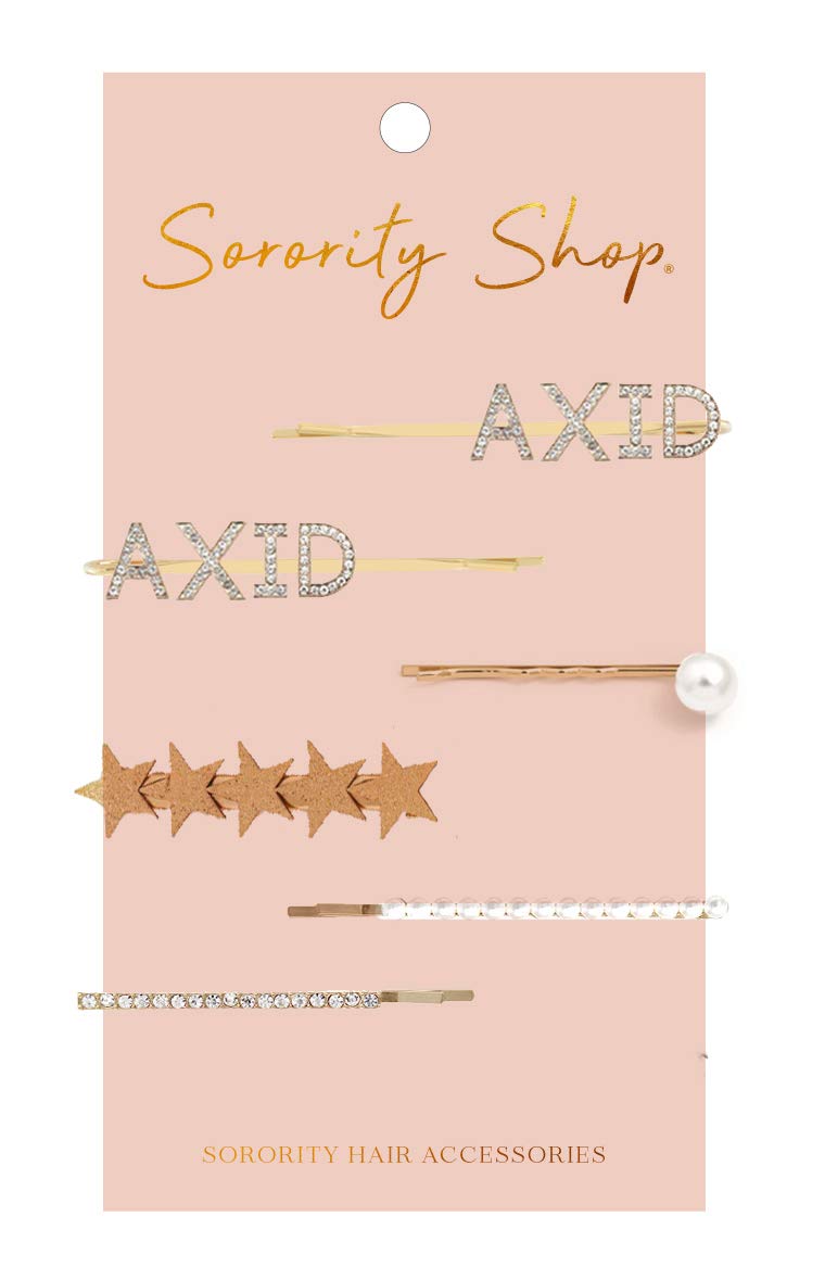 Alpha Xi Delta Sorority Hair Clips - 6 Pack Hair Barrettes for Women & Girls - Perfect for Greek Life, College Events & Everyday Style