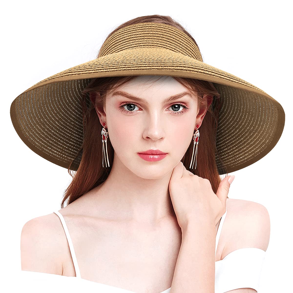 Foldable Sun Hats for Women - UPF 50+ Wide Brim Beach Hat, Packable Summer Visor for Outdoor Activities, Travel & Gardening