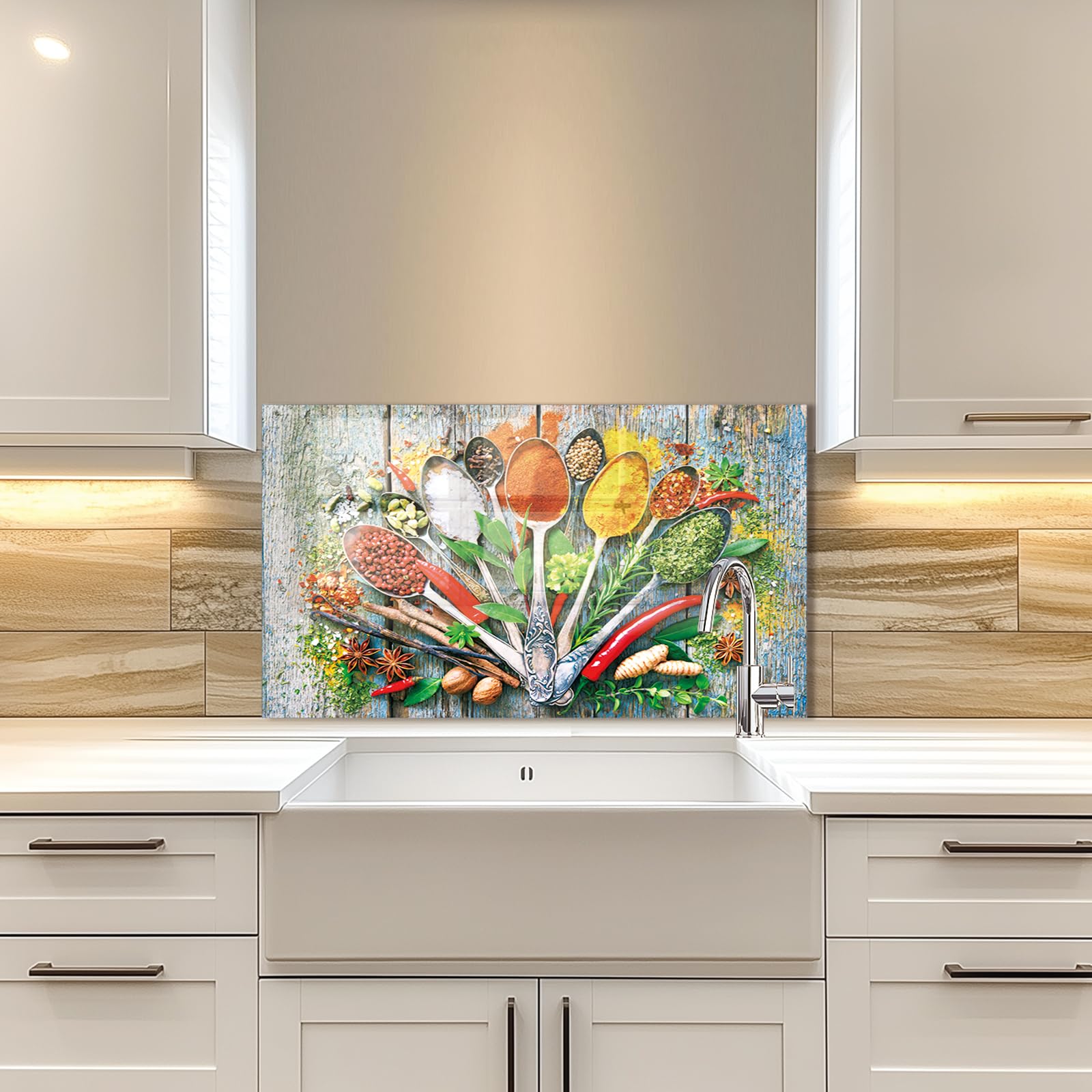 Tempered Glass Kitchen Backsplash Splash Guard - 35.43