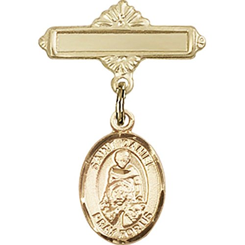 St. Daniel Gold Filled Baby Badge Charm - 1 X 5/8 Inch Polished Pin for Christening, Baptism & Baby Shower Gifts