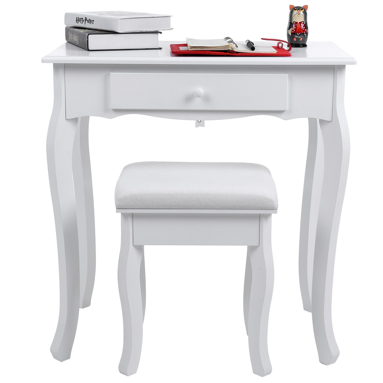 SONGMICS Makeup Vanity Table with 3 Drawers, Oval Mirror & Padded Stool - 70 x 40 x 130 cm Beauty Dressing Table for Bedroom (RDT004) - Perfect for Cosmetics Storage & Getting Ready Area