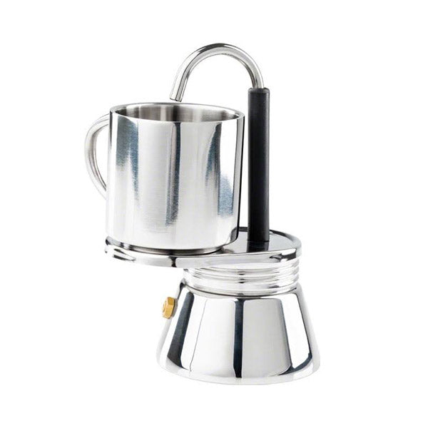 Premium GSI Stainless Steel Mini Espresso Maker - Portable Camping & Travel Coffee Kit for Outdoor Adventures, Home Use, and Office Brewing