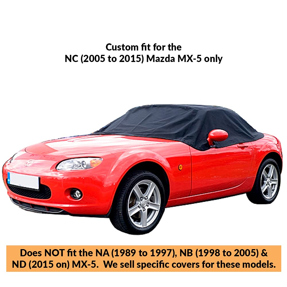 Custom-Fit Soft Top Roof Protector Half Cover for Mazda Miata MX5 Mk3 (2006-2015) - Waterproof & UV Resistant - Perfect for Outdoor Parking & Car Shows (Black)