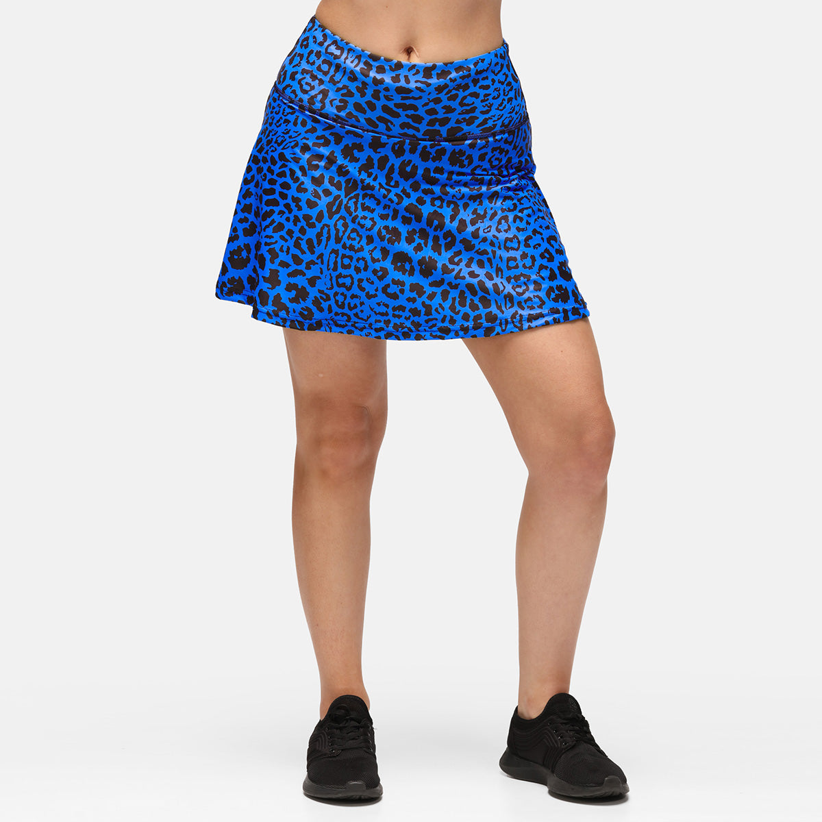 Cobalt Blue Cat Print Skort - Women's Stretchy Tennis Skirt with Shorts for Golf, Running & Casual Wear