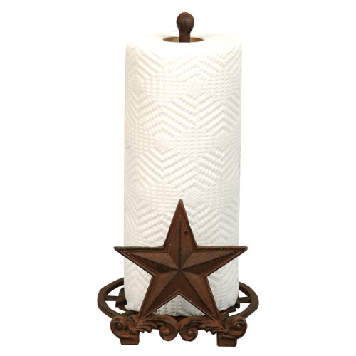 Vintage Cast Iron Star-Shaped Paper Towel Holder - Rustic Kitchen Decor for Farmhouse, Cottage & Country Style Homes - Perfect for Countertop, Pantry or Dining Room Organization