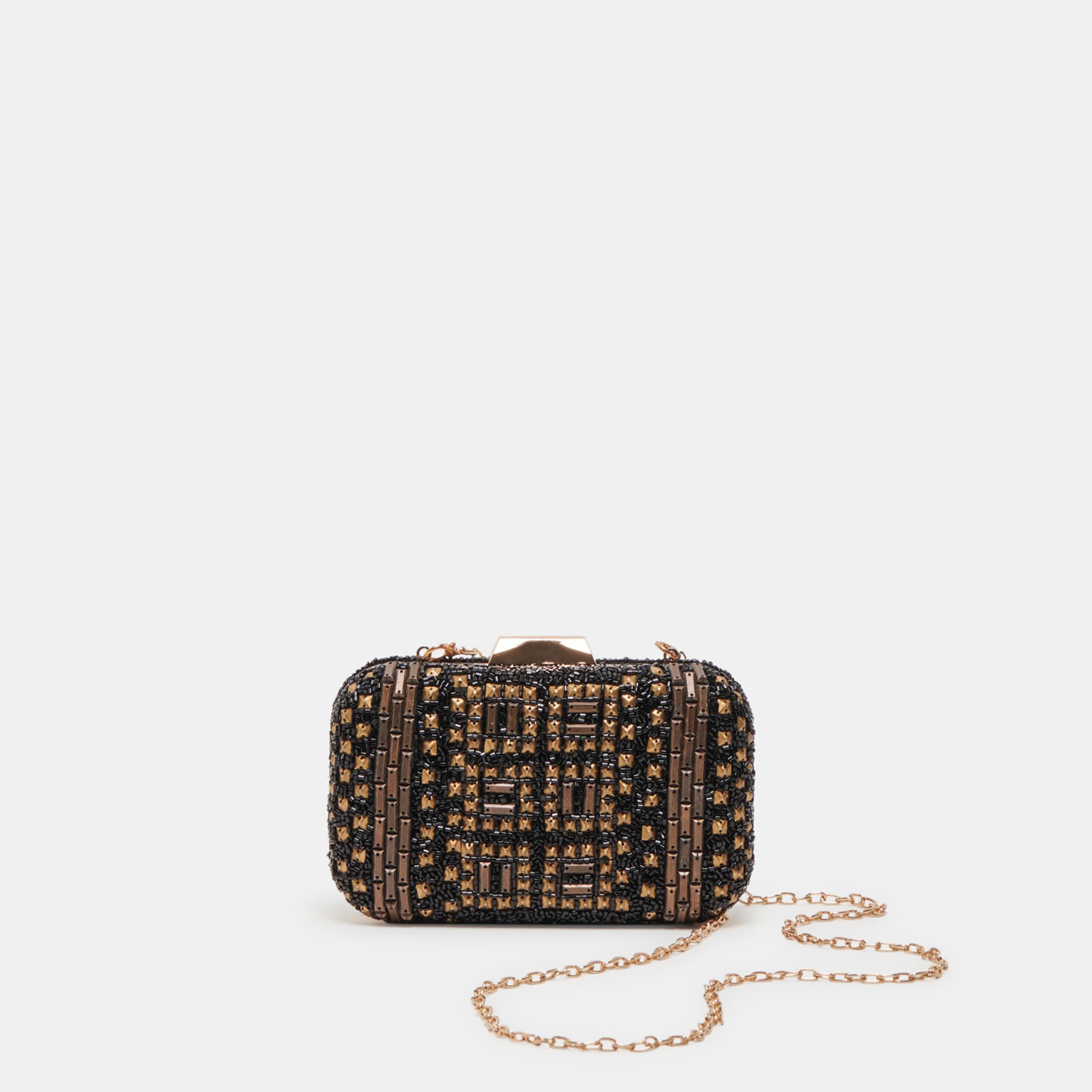 DAISY CLUTCH PURSE - Black & Gold Beaded Evening Bag for Women - Perfect for Weddings, Parties & Special Occasions