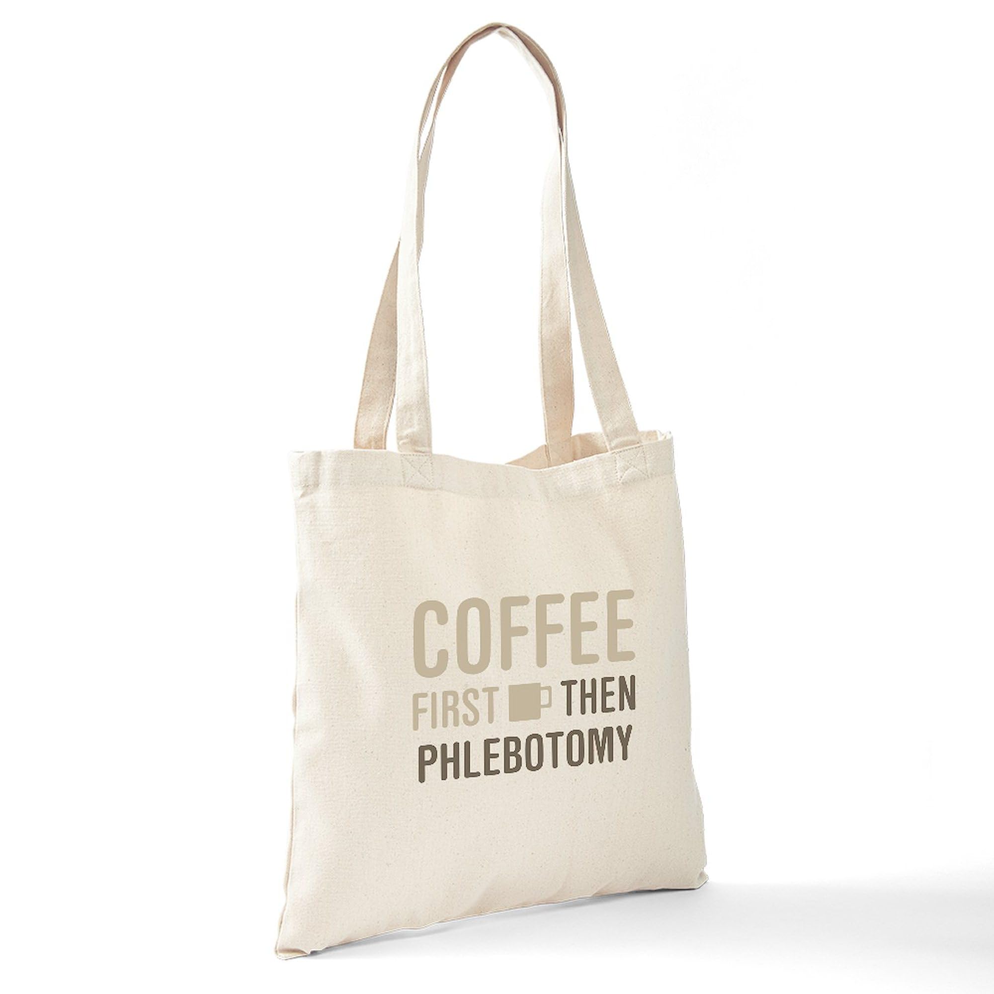 CafePress Coffee Then Phlebotomy Tote Bag - Natural Canvas Reusable Shopping Bag for Nurses, Medical Students & Coffee Lovers - Perfect for Work, School & Groceries