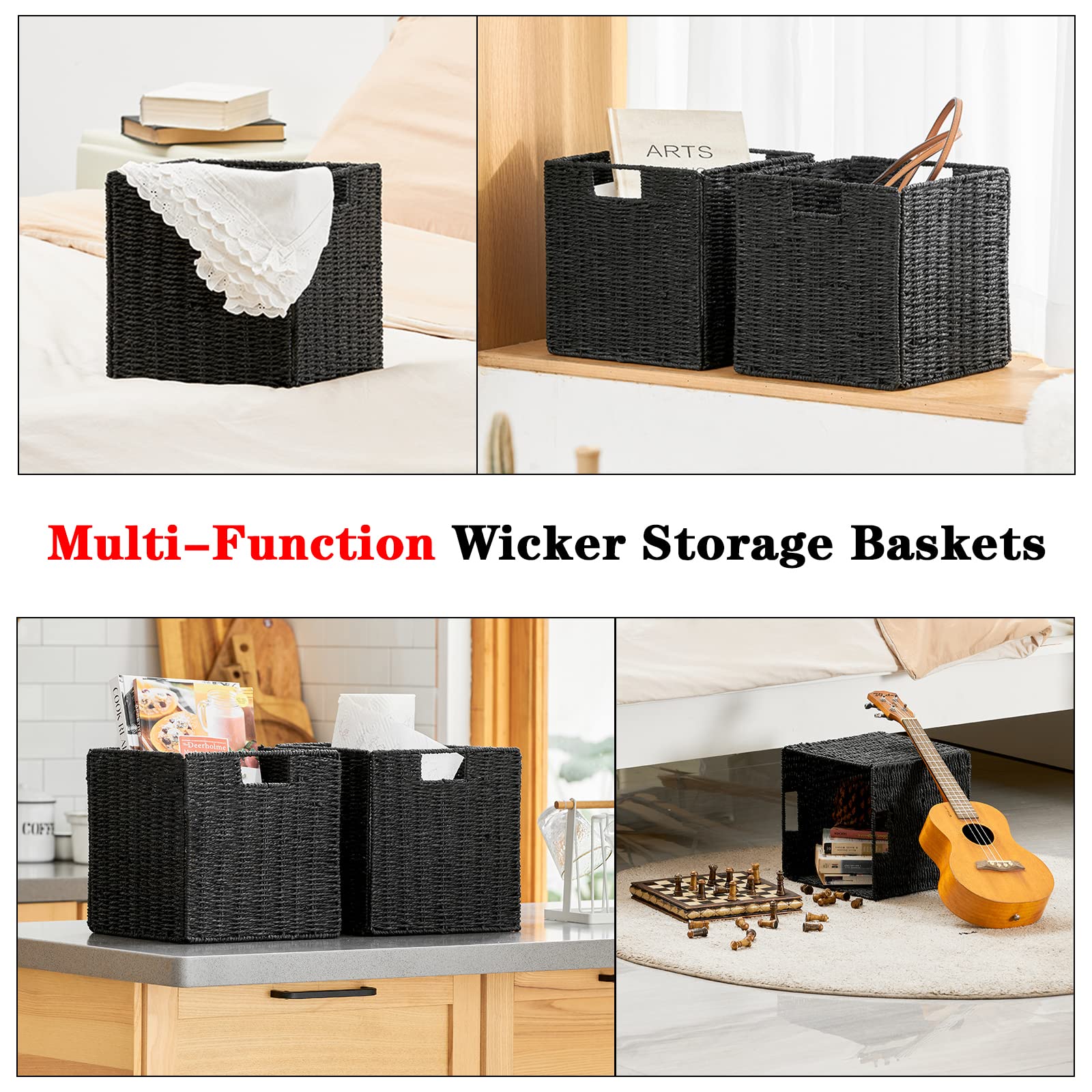 Vagusicc 2-Pack Foldable Wicker Storage Baskets - 11