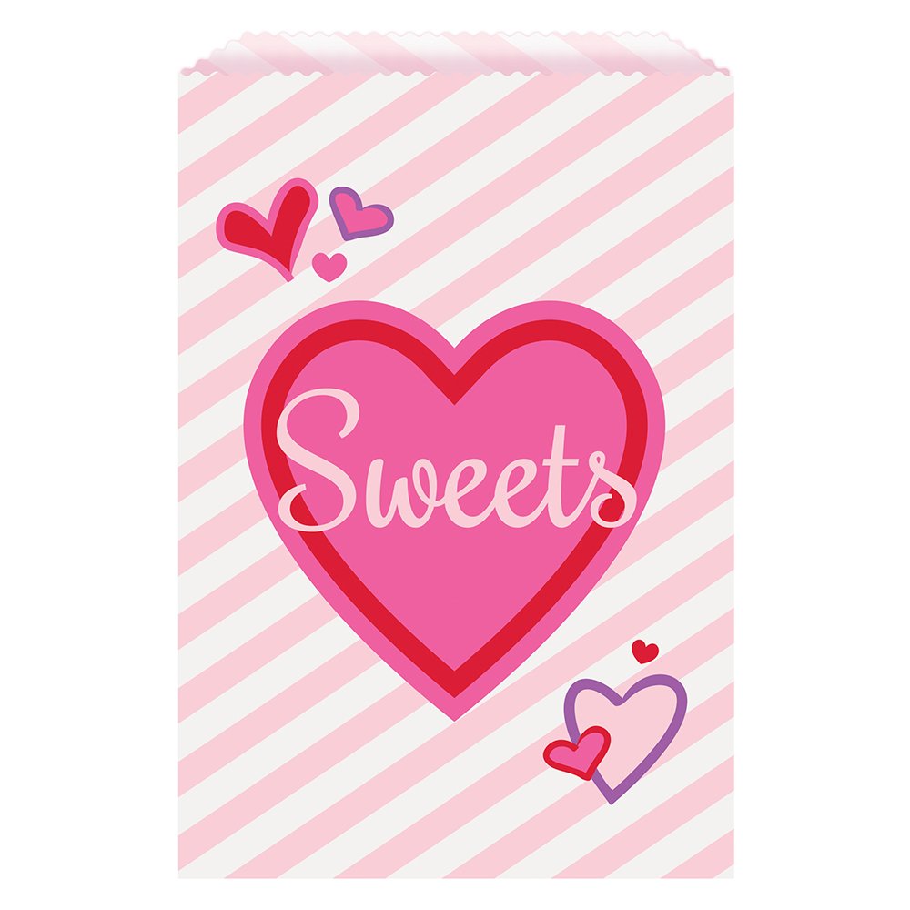 Sweet Hearts Party Bags - Pack of 8 Heart-Shaped Gift Bags for Valentine's Day, Birthday Parties, Baby Showers & Wedding Favors - Perfect for Candy, Small Gifts & Party Decorations