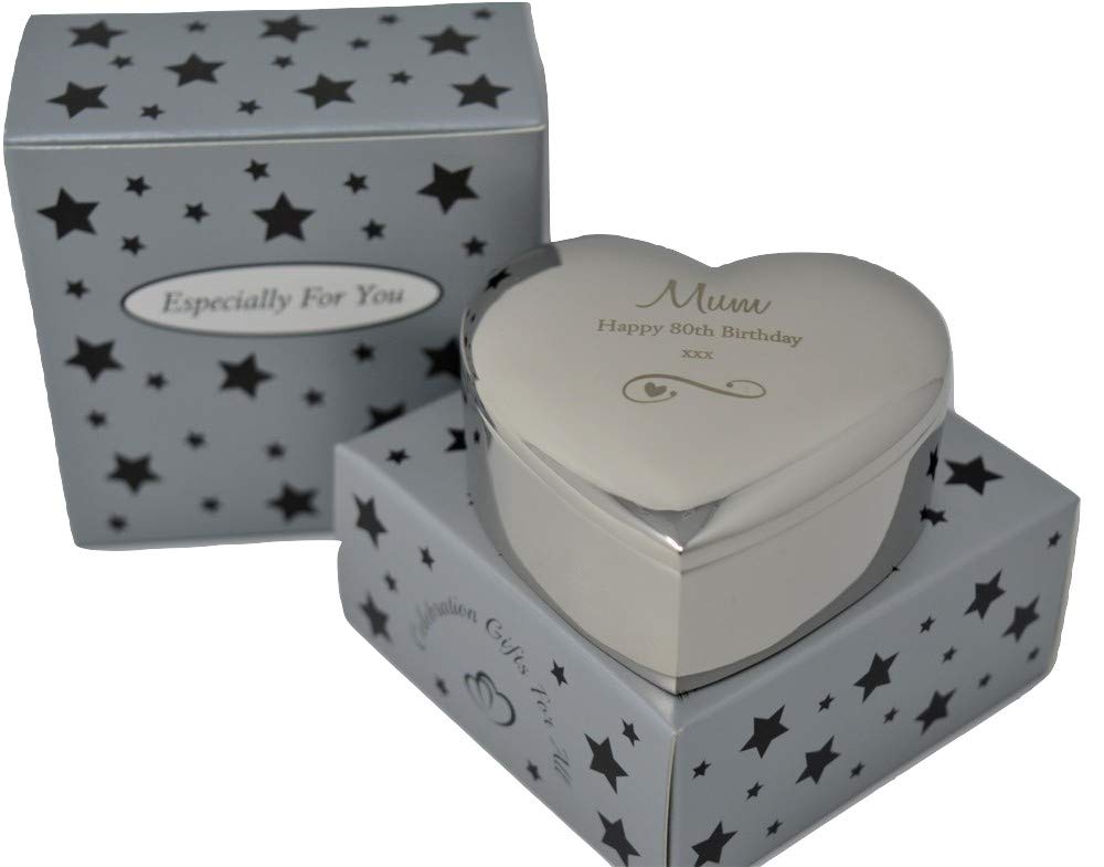 80th Birthday Heart Trinket Box - Elegant Keepsake Jewelry Gift for Women, Mom, Grandma - Perfect for 80th Birthday Celebrations, Mother's Day & Special Occasions