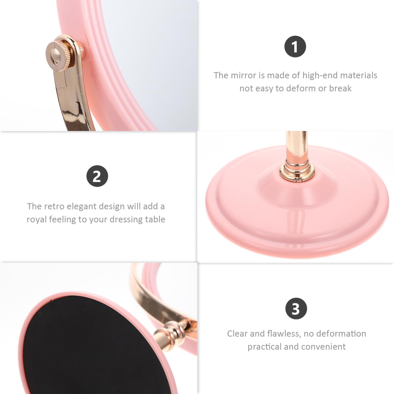 Double Sided Vanity Mirror with LED Lights - Portable Travel Makeup Mirror for Home & On-The-Go - Lighted Aluminum Frame in Pink - Perfect for Makeup Application, Skincare & Travel Essentials