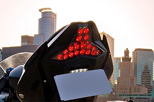 Smoked Sequential LED Tail Lights for 2018-2024 Kawasaki Ninja 400 & Z400 - High Visibility Brake Lights for Night Riding & Enhanced Motorcycle Safety