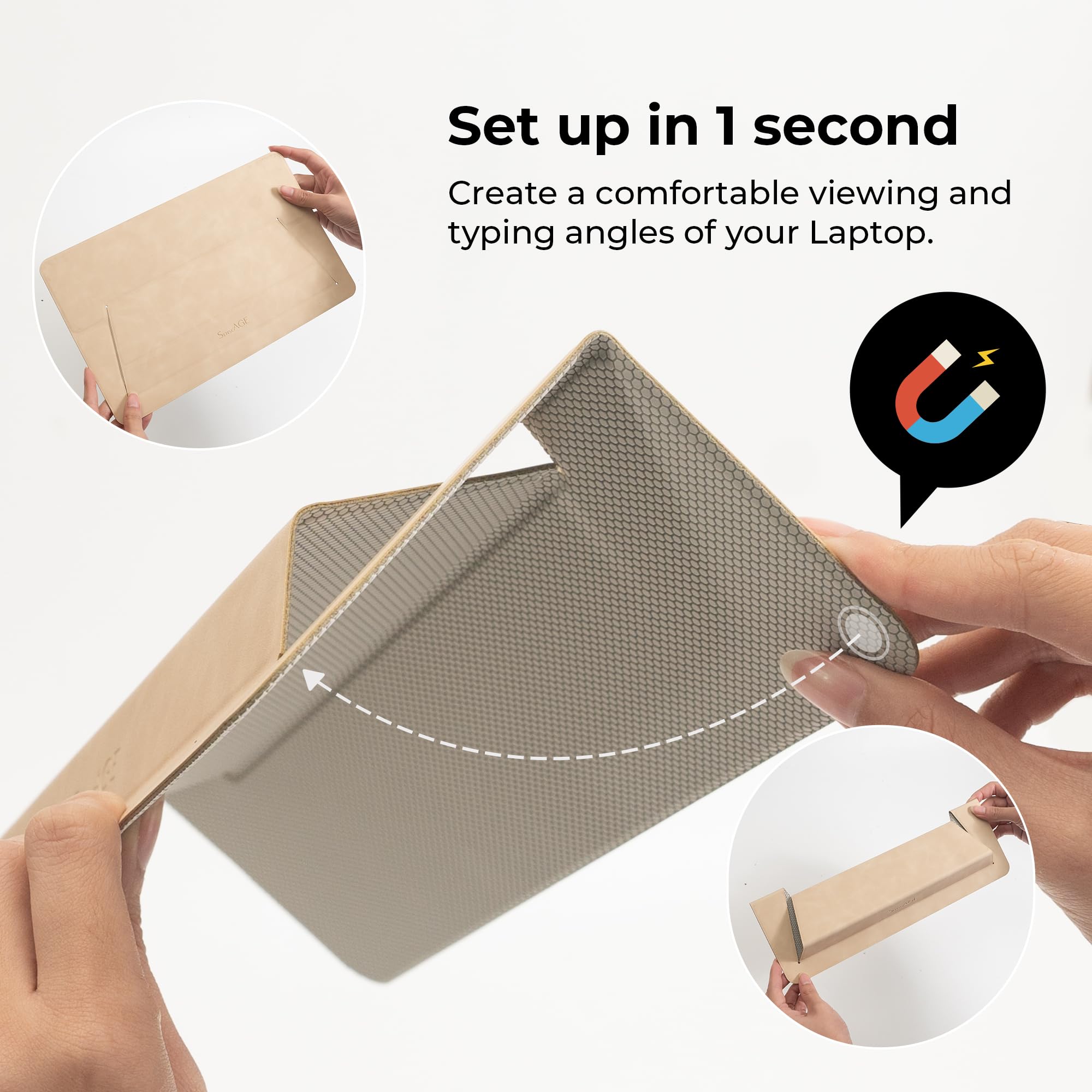 SenseAGE Foldable Laptop Stand - Lightweight & Portable Ergonomic Computer Holder for MacBook Air/Pro up to 15.4