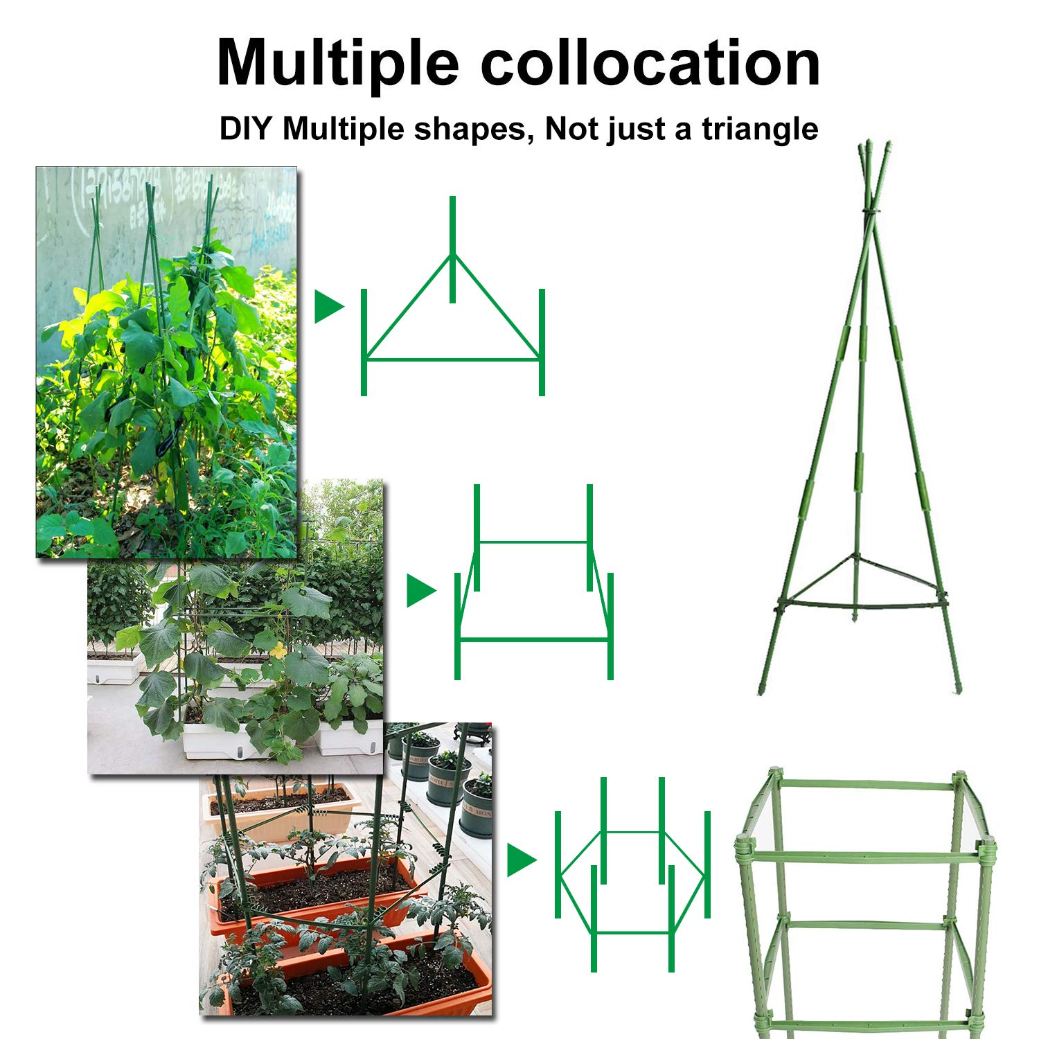 Derlights Adjustable Tomato Cages 3-Pack - Sturdy Plant Supports for Tomatoes, Peppers & Climbing Vegetables with 9 Clips - Ideal for Home Gardens, Raised Beds & Container Planting
