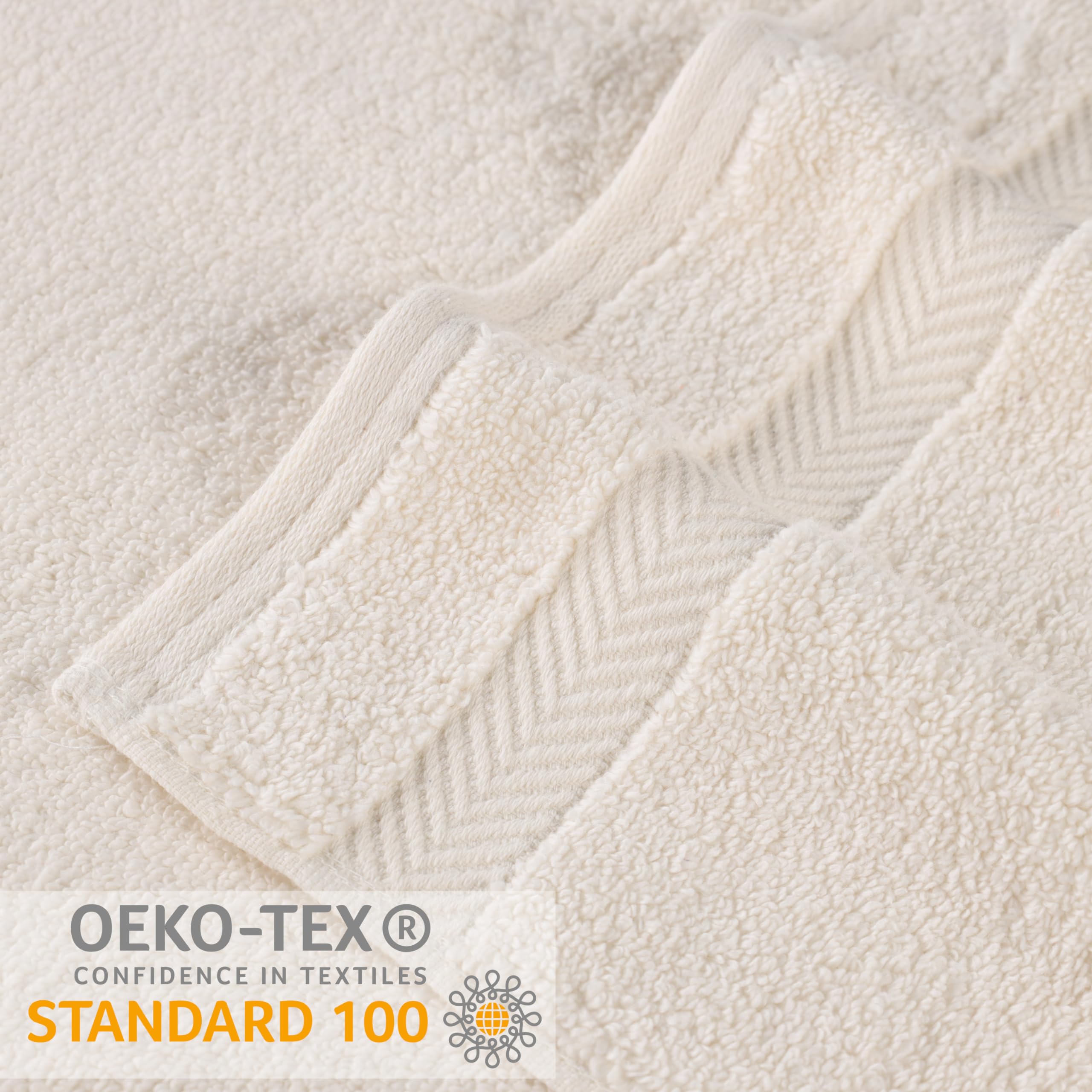 Premium 100% Cotton Bath Towels Set of 2 - Ultra Soft, Fluffy & Highly Absorbent - Oversized Luxury Bath Towels in Ivory - Perfect for Spa, Bathroom & Hotel Use