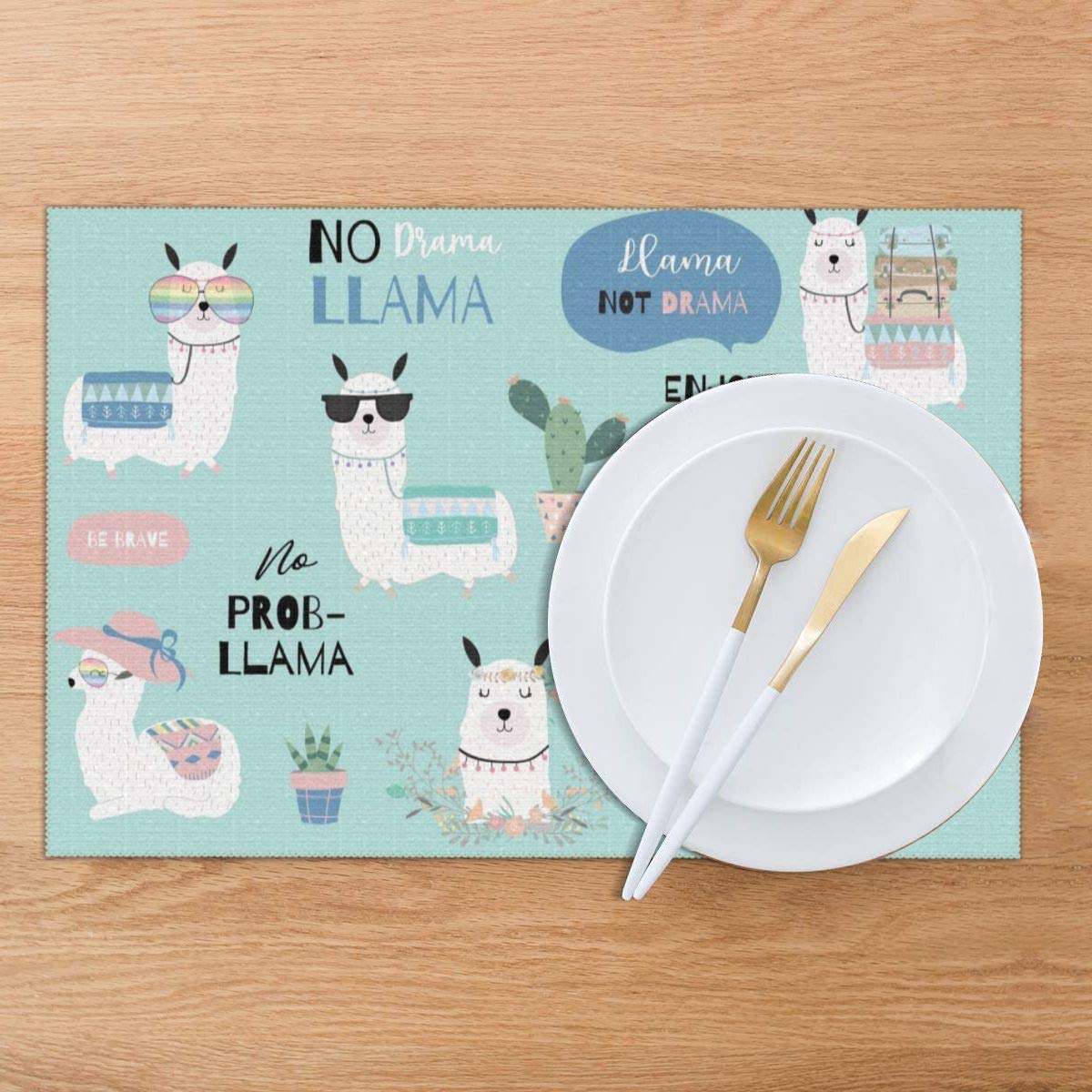 Premium Blue Alpaca Placemats Set of 6 - 12x18 Inch Washable & Easy Clean Table Mats for Dining Room, Kitchen Decor | Perfect for Everyday Meals, Dinner Parties & Holiday Gatherings