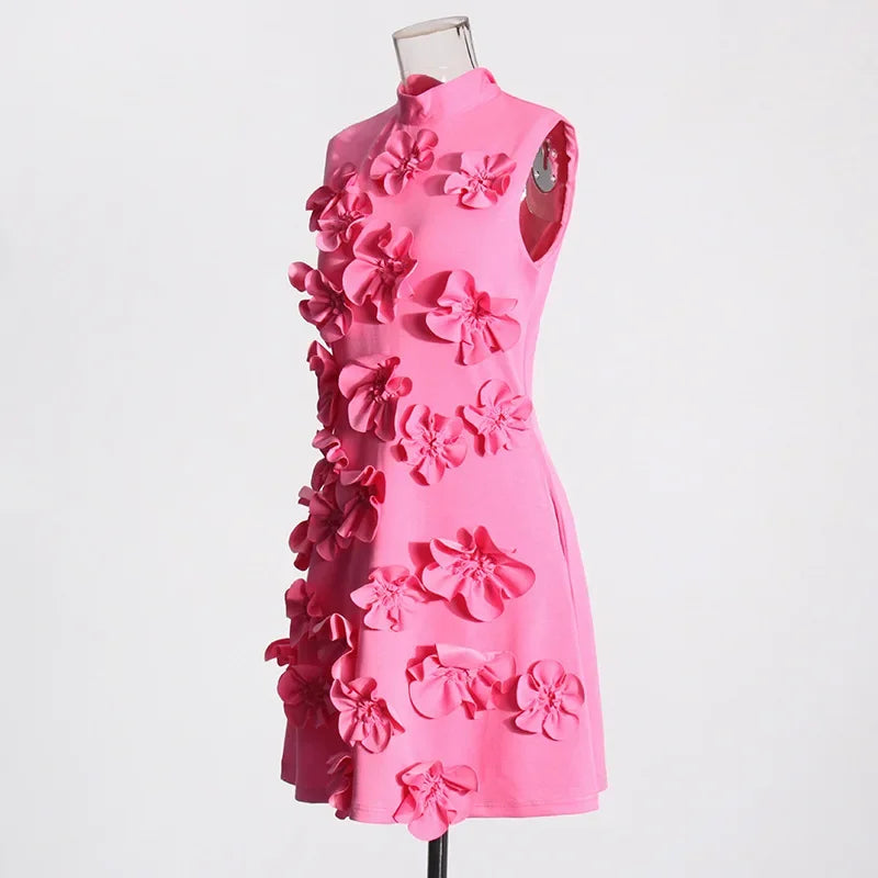 Elegant Women's Short Skirt Dress with Heavy Embroidery & Splicing Belt - Sleeveless Spring Fashion for Casual Wear, Party & Office Outfits