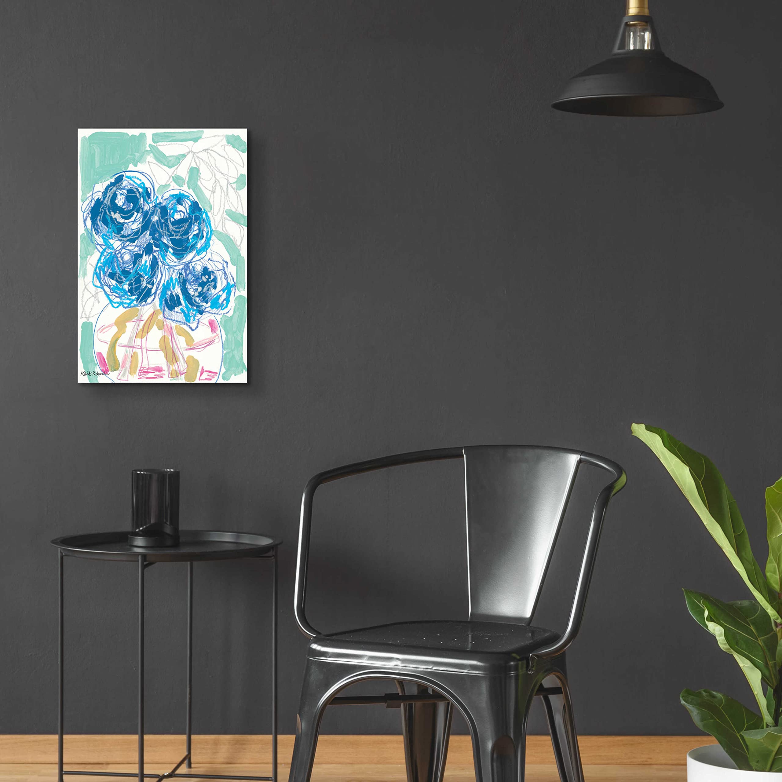 Kait Roberts 'Nightstand Blooms in Water' Acrylic Glass Wall Art - 16x24 Inches Modern Home Decor for Living Room, Bedroom & Office