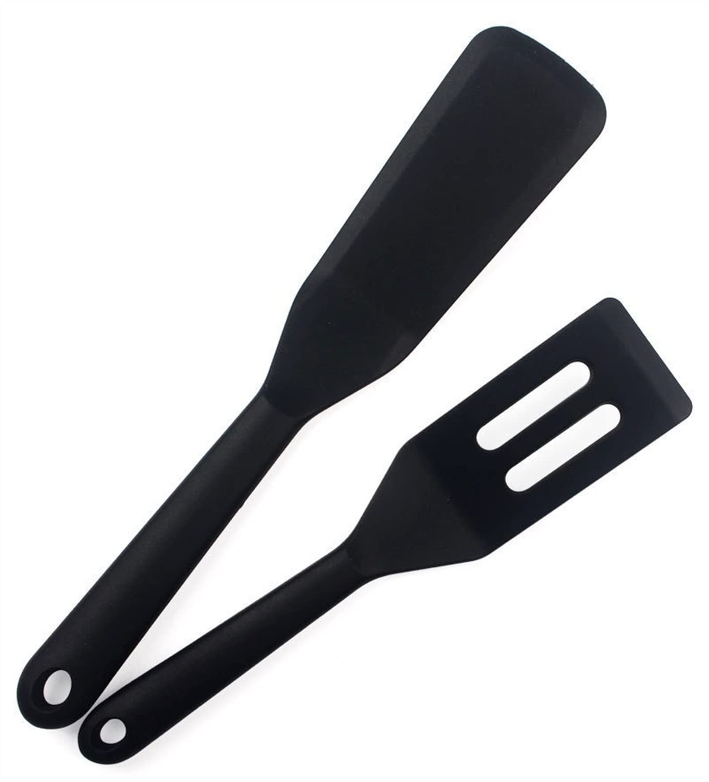 ENDFF 2-Piece Silicone Spatula Set - Heat Resistant Non-Stick Cooking Utensils for Baking, Flipping Eggs, Grilling Steak - Perfect for Frying Pans, Pots & Kitchen Use (Black)