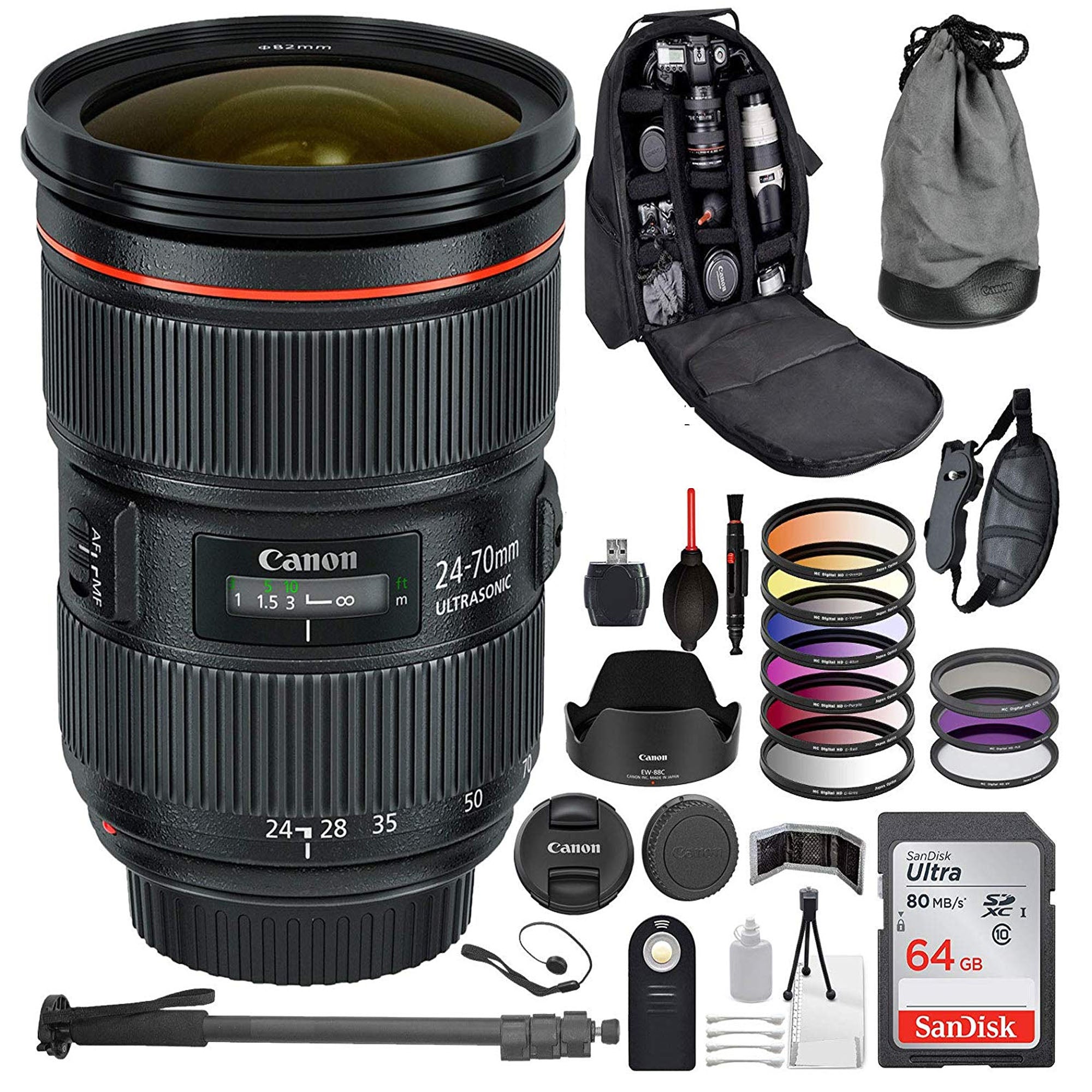 Canon EF 24-70mm f/2.8L II USM Professional Zoom Lens Bundle - Perfect for Wedding Photography, Portrait Shoots & Travel Videography