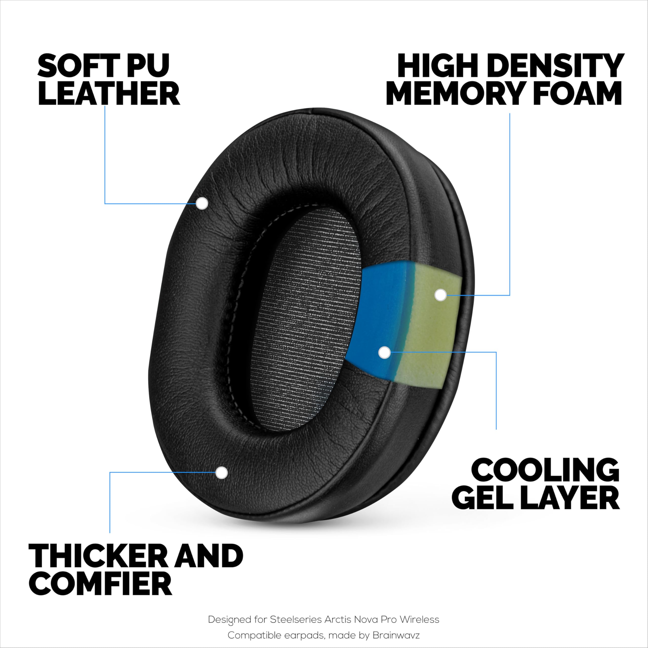 Premium Memory Foam Gaming Earpads for SteelSeries Arctis 1/3/5/7/9X/Pro/Prime Headphones - PU Leather Cushion Replacement (Black) - Enhanced Comfort for Long Gaming Sessions & Noise Isolation