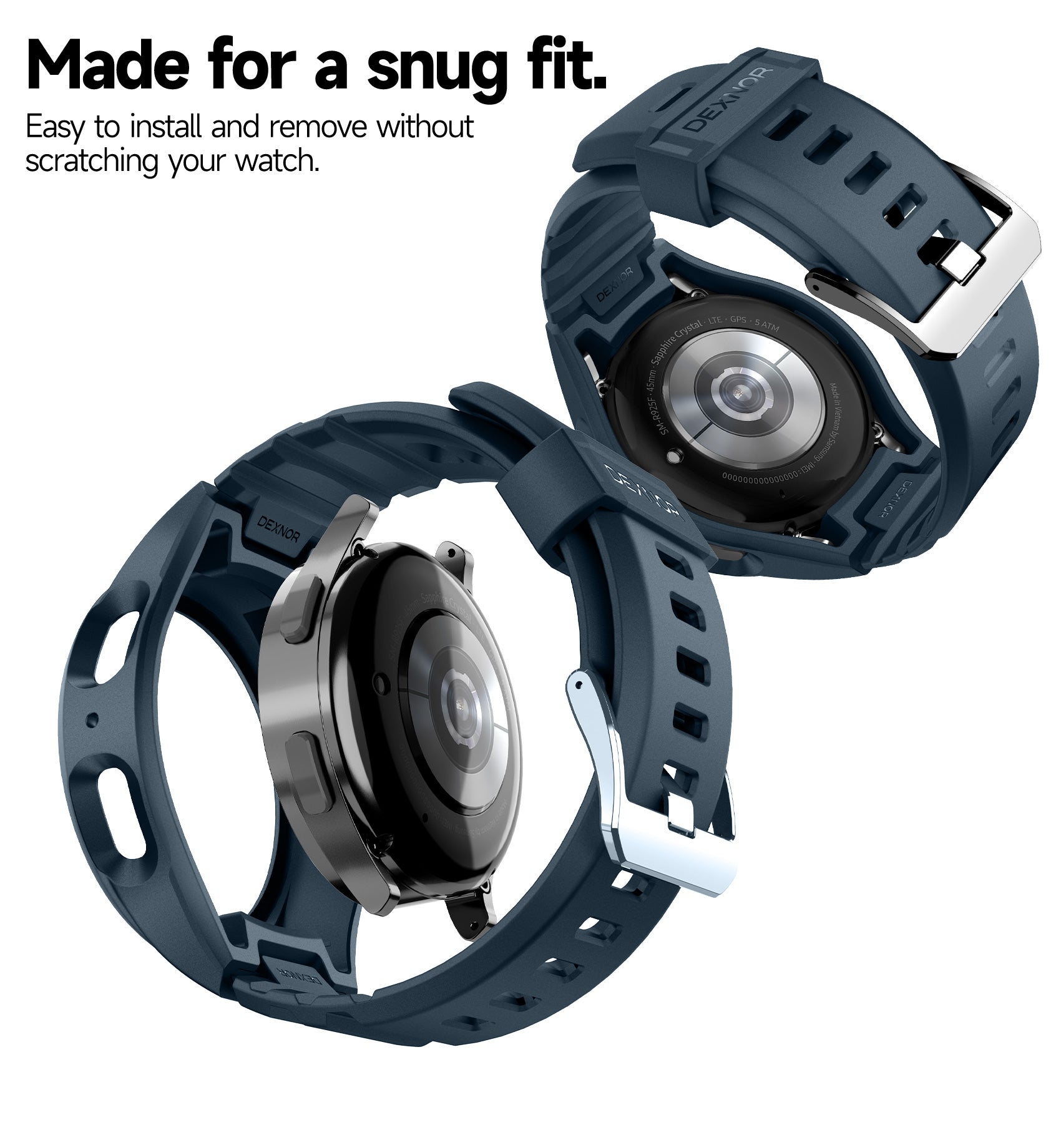 Dexnor Rugged Shockproof Full Body Bumper Case for Samsung Galaxy Watch 5 Pro 45mm - Protective Cover with Raised Bezel - Perfect for Outdoor Sports, Workouts & Active Lifestyle