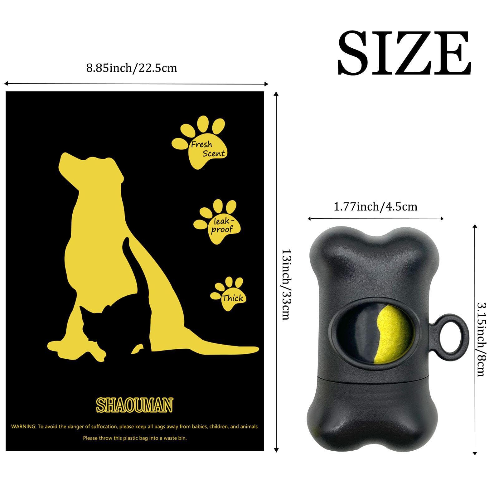 Eco-Friendly Dog Poop Bags Holder & Dispenser for Leash - Includes 15 Leak-Proof Waste Bags | Convenient Hands-Free Solution for Walking, Hiking & Outdoor Pet Activities